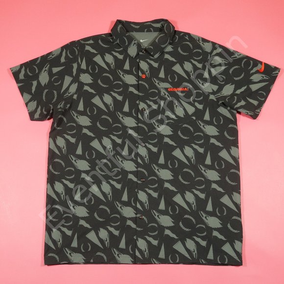 Nike Georgia Bulldogs SB Woven Short Sleeve Shirt in Black / Gray Sz XL - Picture 2 of 7